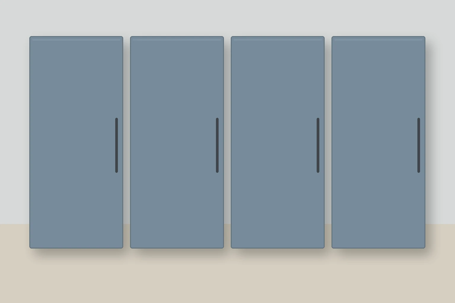 Køkken eksempel 1: L-køkken. Epoq Trend, Blue Harmony. Vejledende AI-visualisering.