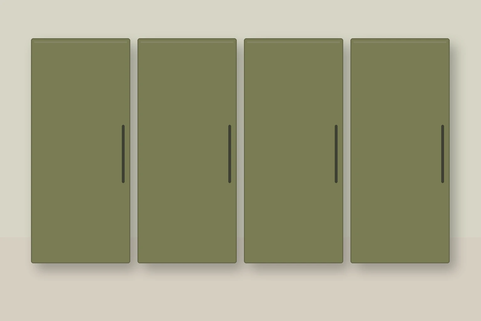 Køkken eksempel 1: L-køkken. Epoq Trend, Olive. Vejledende AI-visualisering.