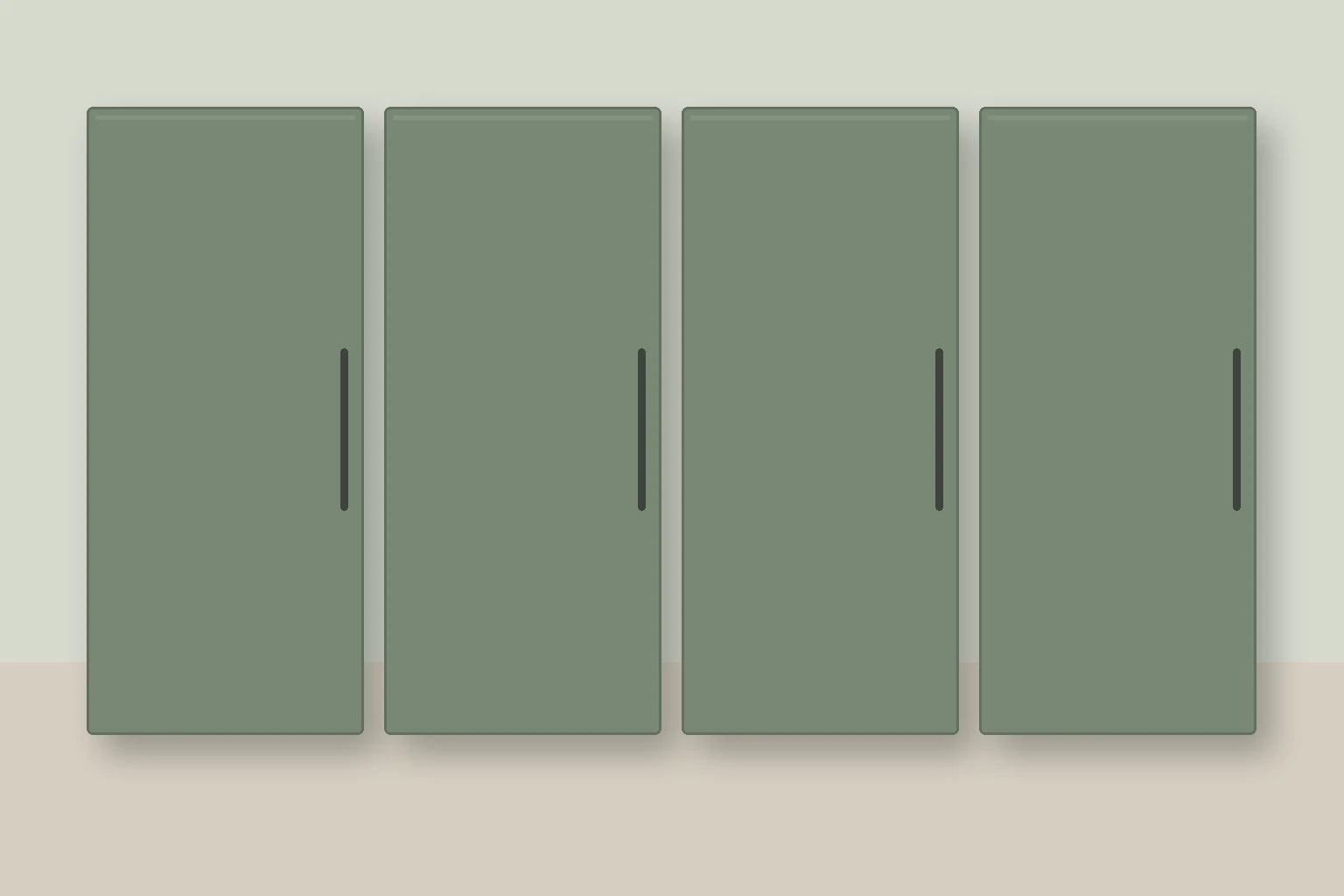 Køkken eksempel 1: L-køkken. Epoq Trend, Sage. Vejledende AI-visualisering.