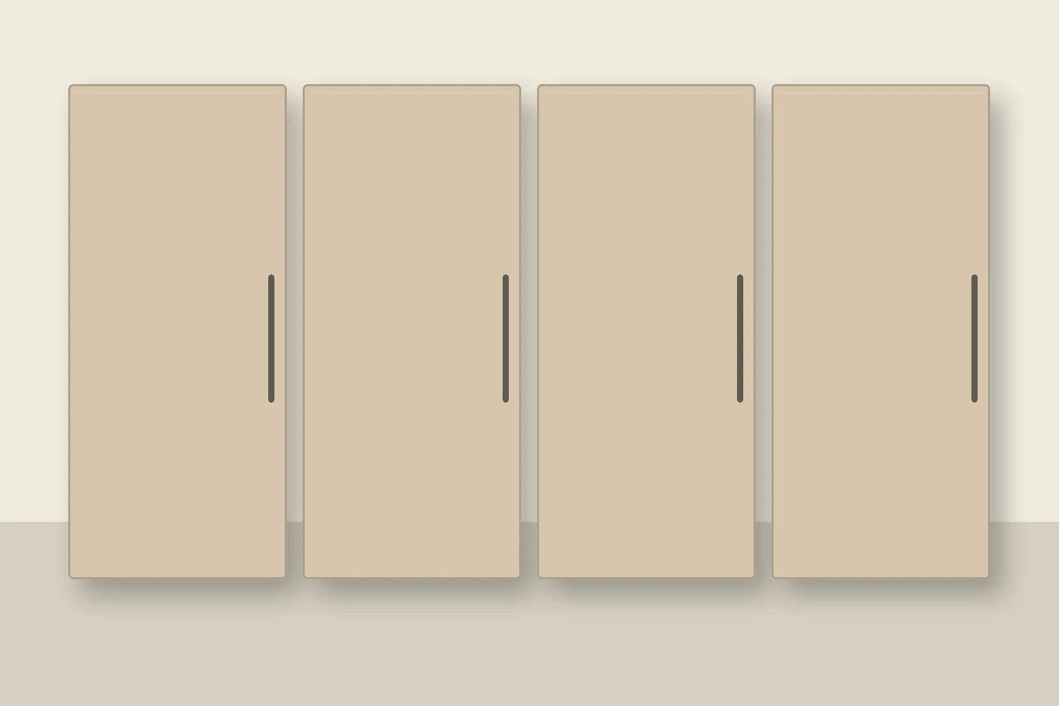 Køkken eksempel 1: L-køkken. Epoq Trend, Soft Beige. Vejledende AI-visualisering.