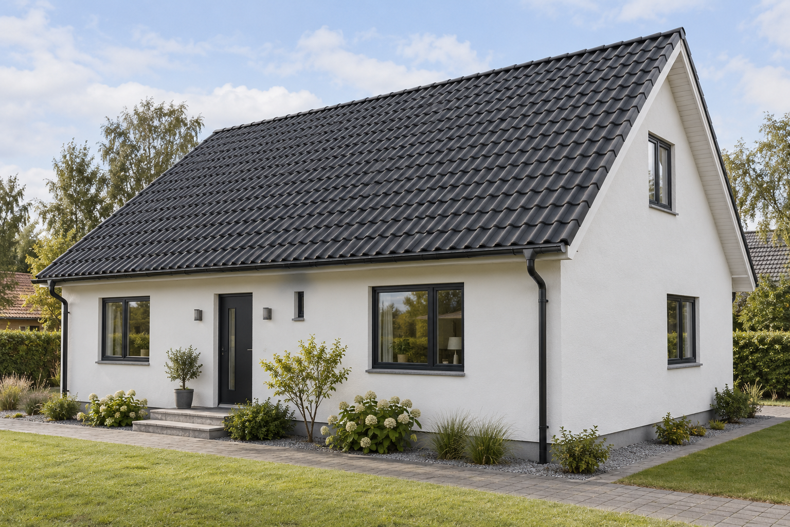 Rolig antracit på et dansk hus · aidoits visualisering